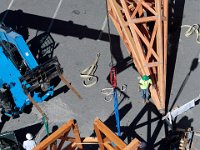 1010073504 ma nb GraceChurchSteeple  Caddis Construction workmen assemble the various parts of the new steeple, before its hoisted up to the top of the Grace Episcopal Church in New Bedford.   PETER PEREIRA/THE STANDARD-TIMES/SCMG : church, steeple